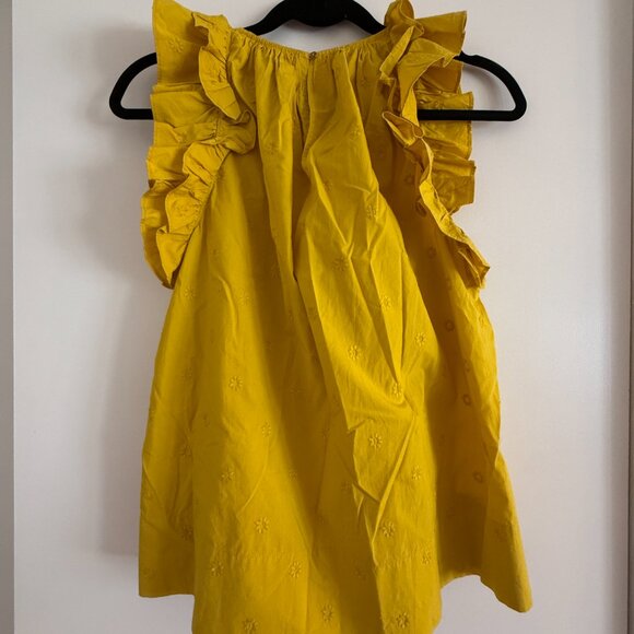 NEW Ulla Johnson Yellow Ruffle Blouse - Size 10 - Picture 5 of 6